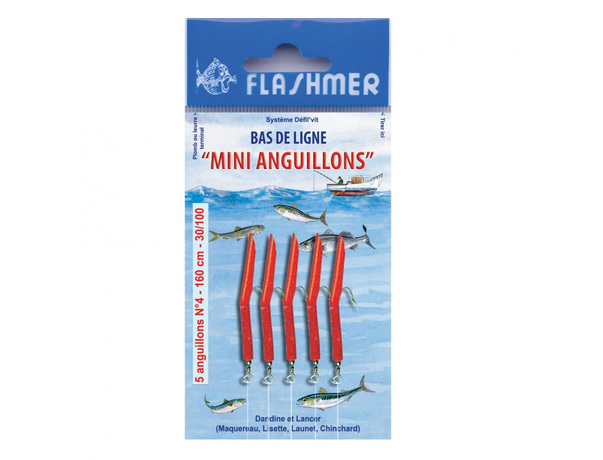 Bas de ligne Flashmer mini anguillons rouges